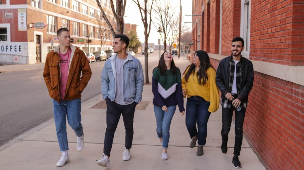 Loyola University students walking on the streets of Chicago